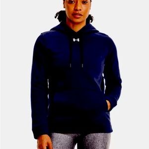 Unaddressed Armour Women's Hustle Fleece ColdGear Hoodie in Midnight Navy/White